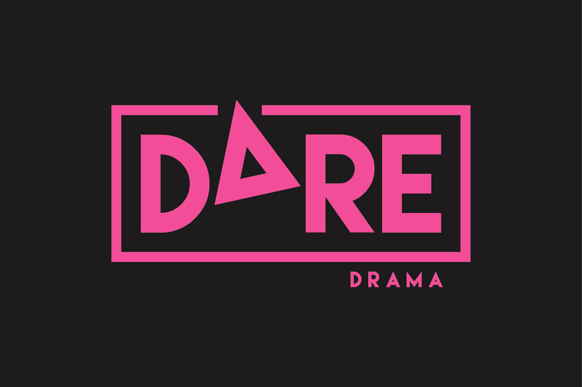 Dare Drama pink on black logo triangle